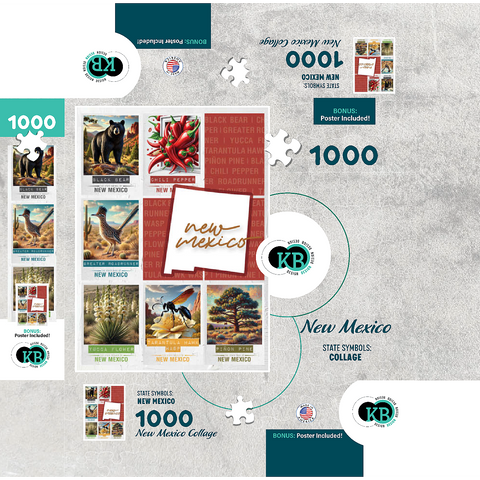 New Mexico: State Symbols Poster 1000 Jigsaw Puzzle box 3D Modell