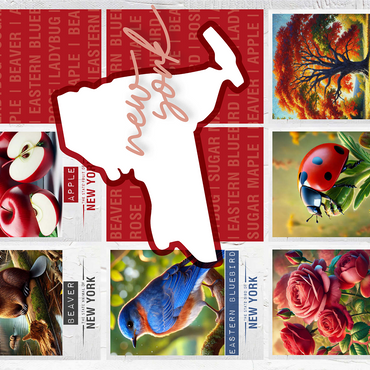 New York: State Symbols Poster 1000 Jigsaw Puzzle 3D Modell