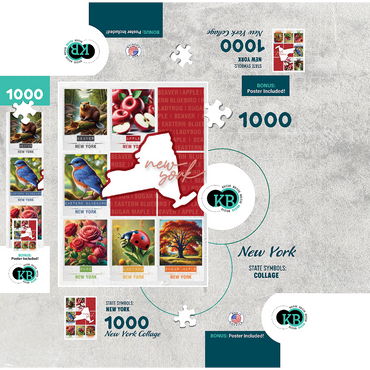 New York: State Symbols Poster 1000 Jigsaw Puzzle box 3D Modell