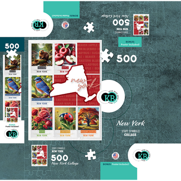 New York: State Symbols Poster 500 Jigsaw Puzzle box 3D Modell