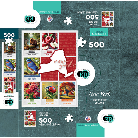 New York: State Symbols Poster 500 Jigsaw Puzzle box 3D Modell