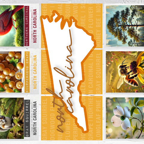 North Carolina: State Symbols Poster 500 Jigsaw Puzzle 3D Modell