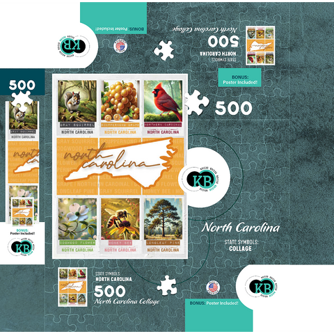 North Carolina: State Symbols Poster 500 Jigsaw Puzzle box 3D Modell