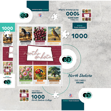 North Dakota: State Symbols Poster 1000 Jigsaw Puzzle box 3D Modell