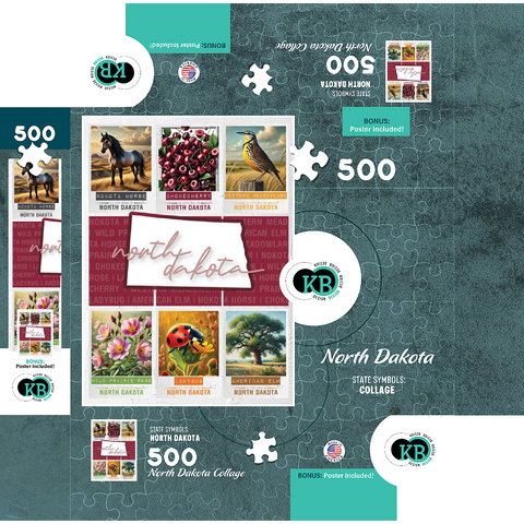 North Dakota: State Symbols Poster 500 Jigsaw Puzzle box 3D Modell