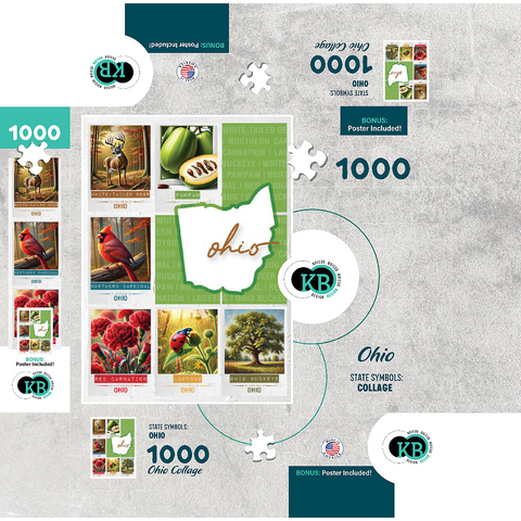 Ohio: State Symbols Poster 1000 Jigsaw Puzzle box 3D Modell
