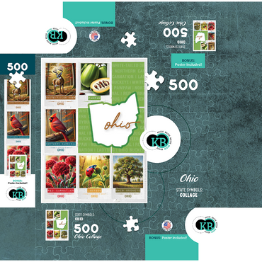 Ohio: State Symbols Poster 500 Jigsaw Puzzle box 3D Modell