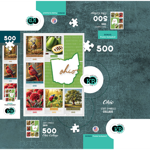 Ohio: State Symbols Poster 500 Jigsaw Puzzle box 3D Modell