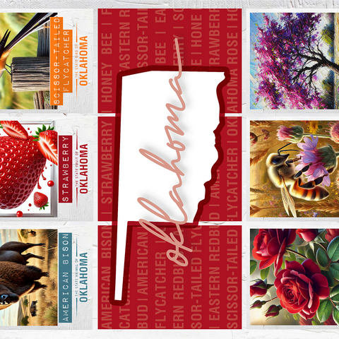 Oklahoma: State Symbols Poster 1000 Jigsaw Puzzle 3D Modell