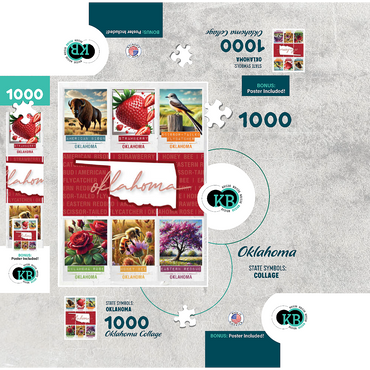 Oklahoma: State Symbols Poster 1000 Jigsaw Puzzle box 3D Modell