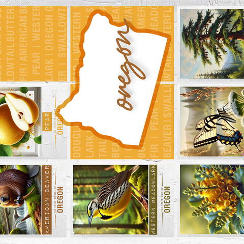 Oregon: State Symbols Poster 1000 Jigsaw Puzzle 3D Modell