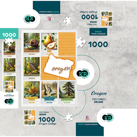Oregon: State Symbols Poster 1000 Jigsaw Puzzle box 3D Modell