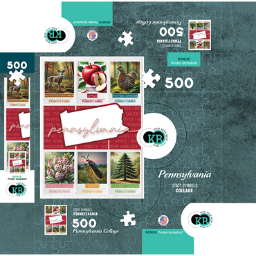 Pennsylvania: State Symbols Poster 500 Jigsaw Puzzle box 3D Modell