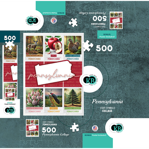 Pennsylvania: State Symbols Poster 500 Jigsaw Puzzle box 3D Modell