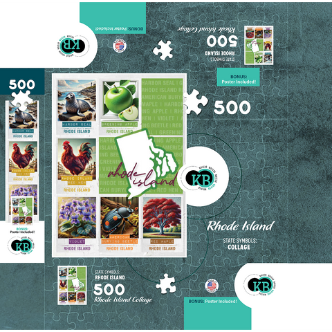 Rhode Island: State Symbols Poster 500 Jigsaw Puzzle box 3D Modell