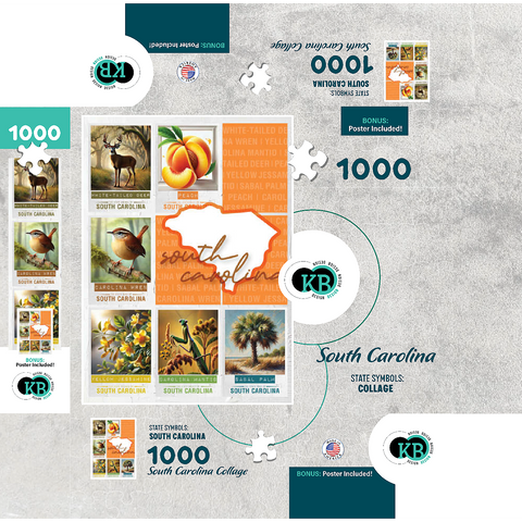 South Carolina: State Symbols Poster 1000 Jigsaw Puzzle box 3D Modell