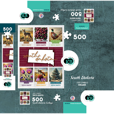 South Dakota: State Symbols Poster 500 Jigsaw Puzzle box 3D Modell