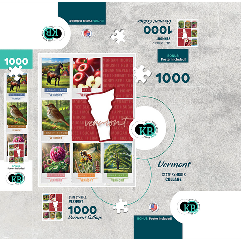 Vermont: State Symbols Poster 1000 Jigsaw Puzzle box 3D Modell