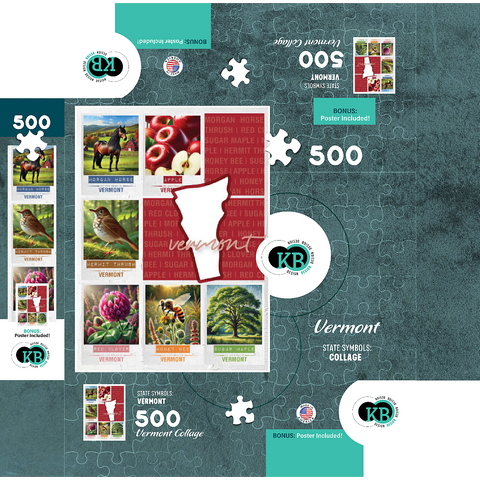 Vermont: State Symbols Poster 500 Jigsaw Puzzle box 3D Modell
