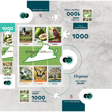 Virginia: State Symbols Poster 1000 Jigsaw Puzzle box 3D Modell