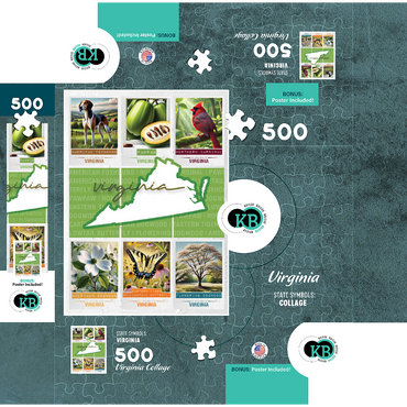 Virginia: State Symbols Poster 500 Jigsaw Puzzle box 3D Modell
