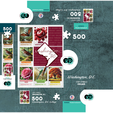 Washington, D.C.: State Symbols Poster 500 Jigsaw Puzzle box 3D Modell