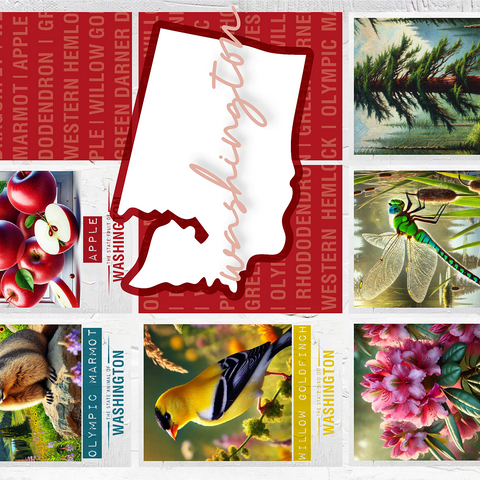 Washington: State Symbols Poster 1000 Jigsaw Puzzle 3D Modell