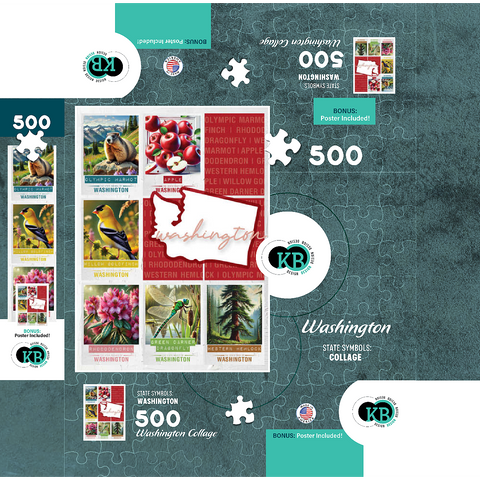 Washington: State Symbols Poster 500 Jigsaw Puzzle box 3D Modell