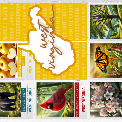 West Virginia: State Symbols Poster 1000 Jigsaw Puzzle 3D Modell