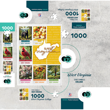 West Virginia: State Symbols Poster 1000 Jigsaw Puzzle box 3D Modell
