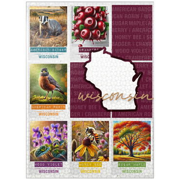 puzzleplate Wisconsin: State Symbols Poster 1000 Jigsaw Puzzle