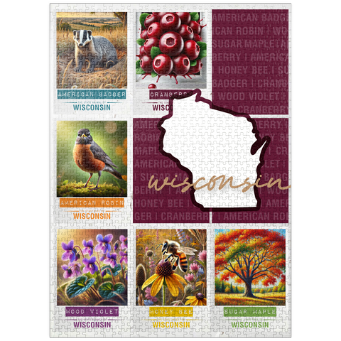 puzzleplate Wisconsin: State Symbols Poster 1000 Jigsaw Puzzle