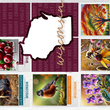 Wisconsin: State Symbols Poster 1000 Jigsaw Puzzle 3D Modell