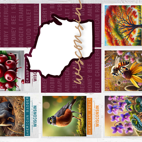 Wisconsin: State Symbols Poster 1000 Jigsaw Puzzle 3D Modell