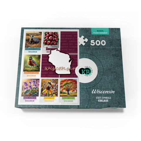Wisconsin: State Symbols Poster 500 Jigsaw Puzzle box view3