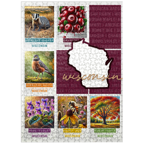 puzzleplate Wisconsin: State Symbols Poster 500 Jigsaw Puzzle
