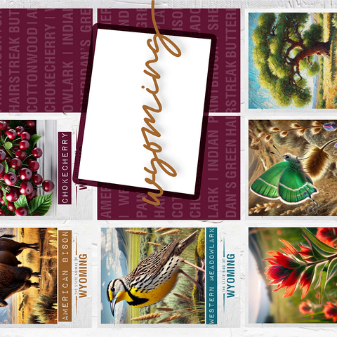 Wyoming: State Symbols Poster 1000 Jigsaw Puzzle 3D Modell