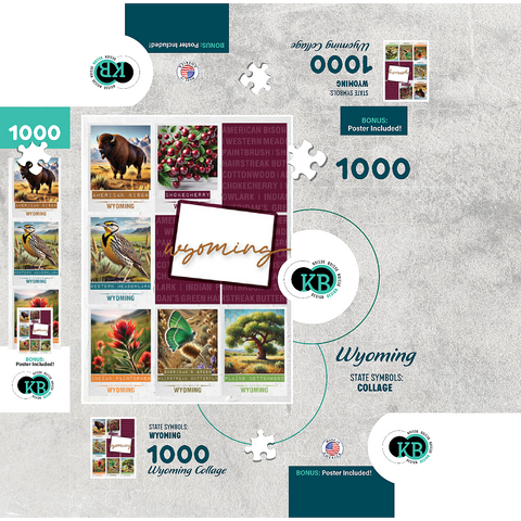Wyoming: State Symbols Poster 1000 Jigsaw Puzzle box 3D Modell