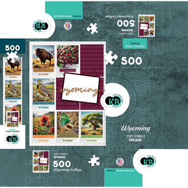 Wyoming: State Symbols Poster 500 Jigsaw Puzzle box 3D Modell