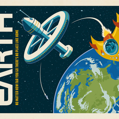 Earth: No Place Like Home, Vintage Poster 1000 Jigsaw Puzzle 3D Modell