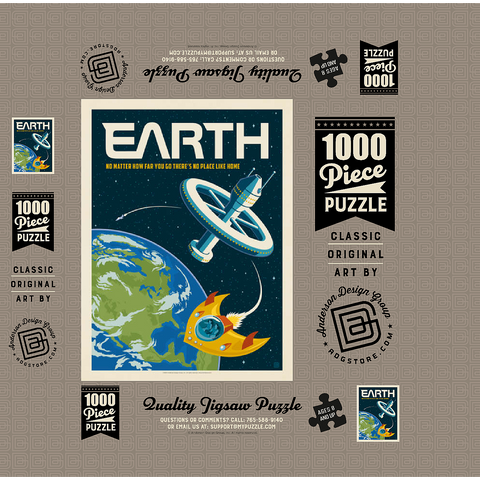 Earth: No Place Like Home, Vintage Poster 1000 Jigsaw Puzzle box 3D Modell