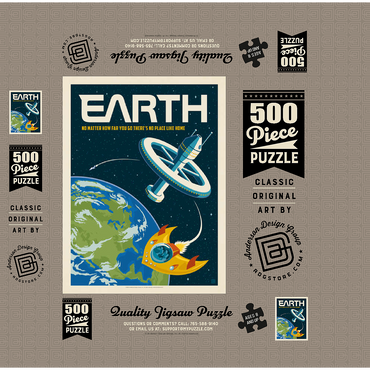 Earth: No Place Like Home, Vintage Poster 500 Jigsaw Puzzle box 3D Modell
