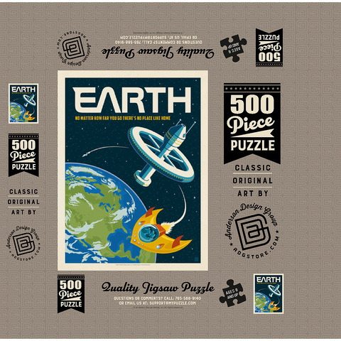 Earth: No Place Like Home, Vintage Poster 500 Jigsaw Puzzle box 3D Modell