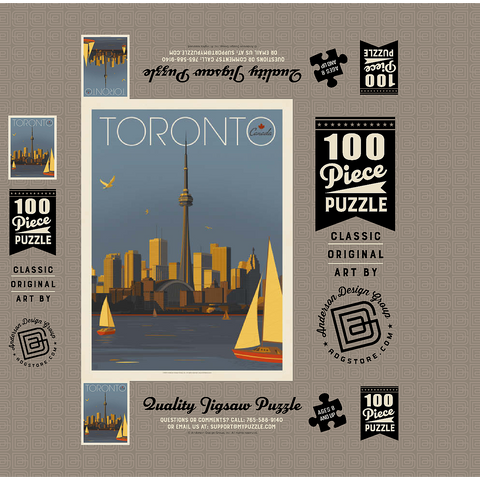 Canada: Toronto Sailboats, Vintage Poster 100 Jigsaw Puzzle box 3D Modell