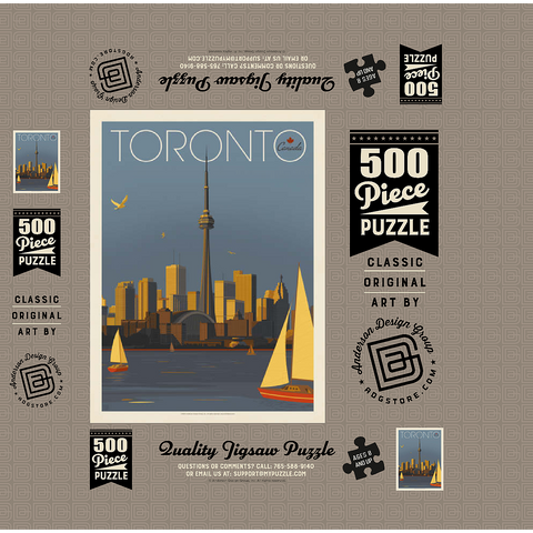Canada: Toronto Sailboats, Vintage Poster 500 Jigsaw Puzzle box 3D Modell