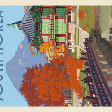 South Korea, Seoul: Gyeongbokgung Palace, Vintage Poster 1000 Jigsaw Puzzle 3D Modell