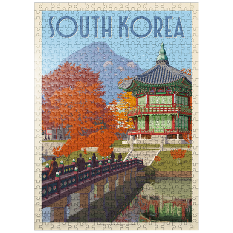 puzzleplate South Korea, Seoul: Gyeongbokgung Palace, Vintage Poster 500 Jigsaw Puzzle