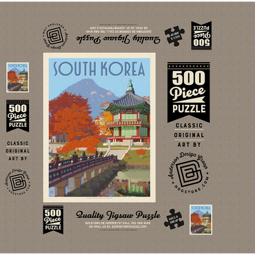 South Korea, Seoul: Gyeongbokgung Palace, Vintage Poster 500 Jigsaw Puzzle box 3D Modell