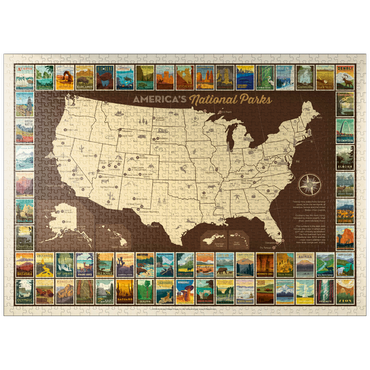 puzzleplate 63 National Parks: Map Of USA 1000 Jigsaw Puzzle
