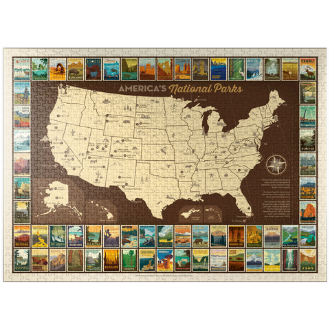 puzzleplate 63 National Parks: Map Of USA 1000 Jigsaw Puzzle